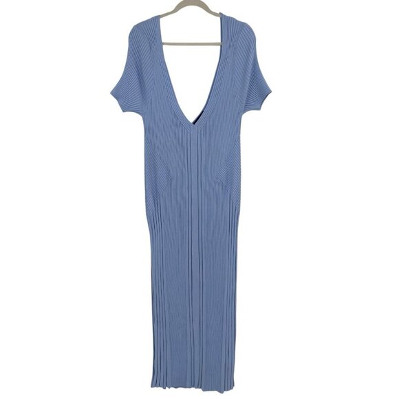 En Saison Women's Size XL Blue Rib Knit Midi Dress - Picture 1 of 16